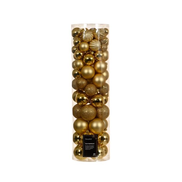 BOX 80PZ. PALLINE MISTE DIAM.4-5-6-7-8 CM. oro (Cod. 35331-02)