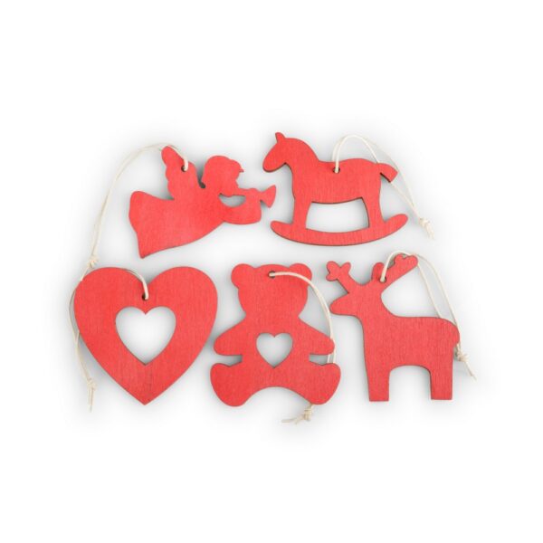 SET 35 DECORI NATALIZI D'APPENDERE D5/6 CM rosso (Cod. 36536-01)