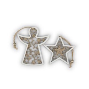 SET 6 PZ STELLE-ANGELI D'APPENDERE D10/12 CM champagne (Cod. 36540-01)
