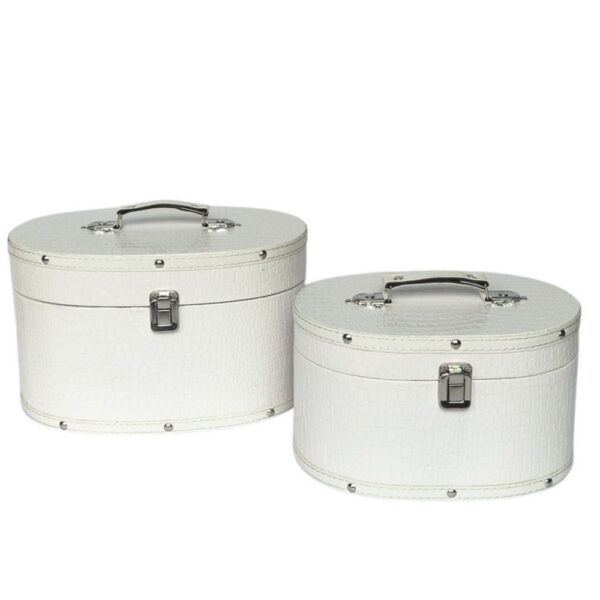 SET 2 BAULETTI OVALI 26X15XH15 30X22XH18 CM bianca (Cod. 36177-01)