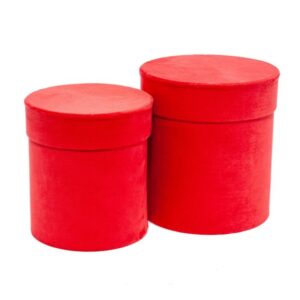 SET 2 SCATOLE VELLUTO (MISURA GRANDE D19 H21) rosso (Cod. 29565-04)