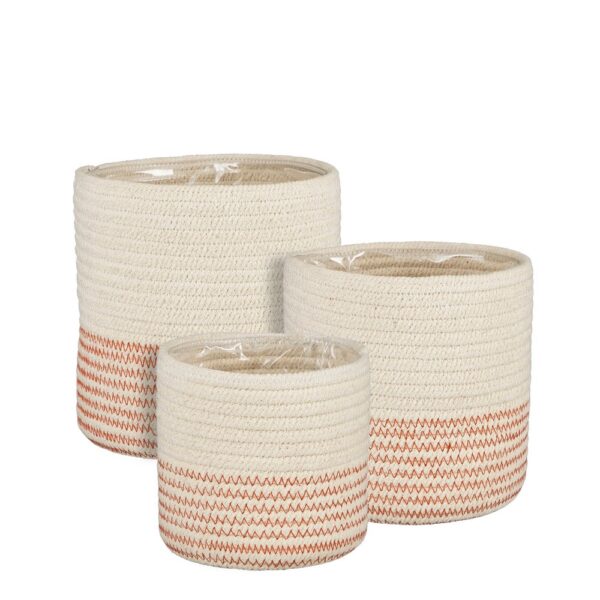 SET 3 CESTI COTONE RECICLATO H 16 D 16 CM   (Cod. 36262-01)