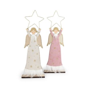 SET 2 PZ ANGELO IN ACCIAIO CON STELLA h32 cm  (Cod. 36719-01)
