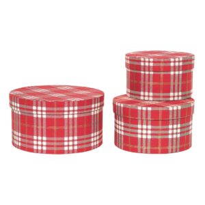 S/3 SCATOLE TARTAN D22 H12-D19 H11-D16,5 H10 CM rosso (Cod. 36688-02)