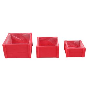 SET 3 CASSETTA QUADRA ROSSA 12X12XH7 18X18XH11 rosso (Cod. 36720-01)