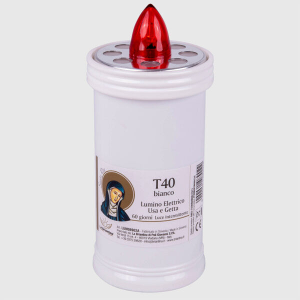 LUMINO ELETTRICO T40 60 GIORNI D6 H12,5 CM bianco (Cod. 36742-02)