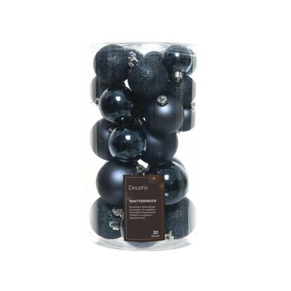 BOX PALLINE DI NATALE 30 PZ. DIAM. 4-5-6 CM. blu-notte (Cod. 15325-19)