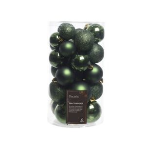 BOX PALLINE DI NATALE 30 PZ. DIAM. 4-5-6 CM. verde-scuro (Cod. 15325-20)
