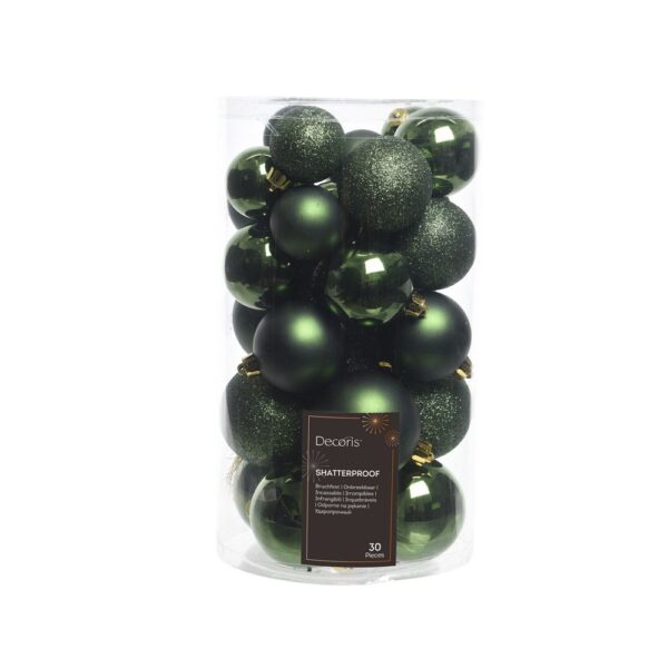 BOX PALLINE DI NATALE 30 PZ. DIAM. 4-5-6 CM. verde-scuro (Cod. 15325-20)