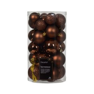 BOX PALLINE DI NATALE 30 PZ. DIAM. 4-5-6 CM. marrone (Cod. 15325-23)