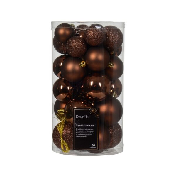 BOX PALLINE DI NATALE 30 PZ. DIAM. 4-5-6 CM. marrone (Cod. 15325-23)