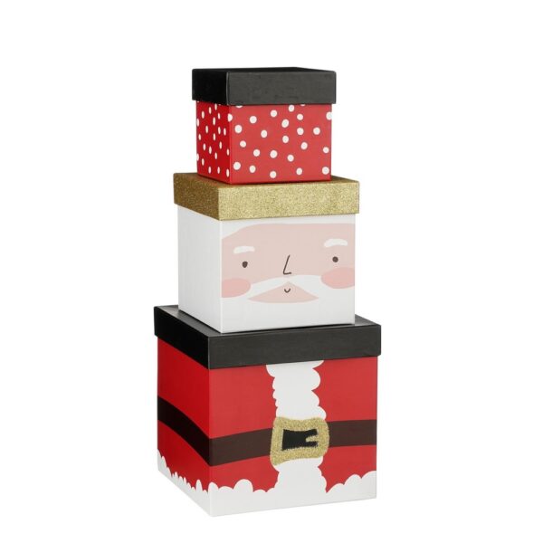 SET 3 SCATOLE SANTA CLAUS H 15 D 15 CM  (Cod. 36334-01)