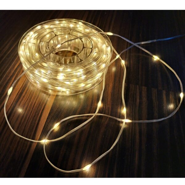 FILO  TRASP. IN PVC 200 LED 20MT LUCE CALDA, X ESTERNO bianco-caldo (Cod. 36907-01)