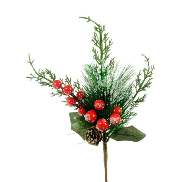 12 PZ CHRISTMAS PICK CON PIGNE E NEVE rosso (Cod. 36810-01)