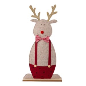 ALCE IN FELTRO SU BASE IN LEGNO 60X31X6 CM rosso (Cod. 36499-01)