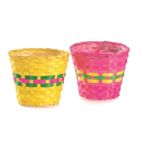 SET 6 CASPO' BAMBU' CON STRIS. COLORE D12 H10 CM  (Cod. 37031-01)