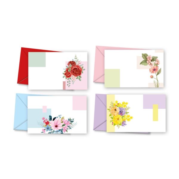 BIGLIETTI + BUSTE 100 PZ SOGGETTI MISTI 11X7 CM fiori-assortiti-357 (Cod. 23969-42)