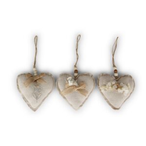 SET 6 CUORI STOFFA NOSTALGIE 11X11 cm  (Cod. 37328-01)