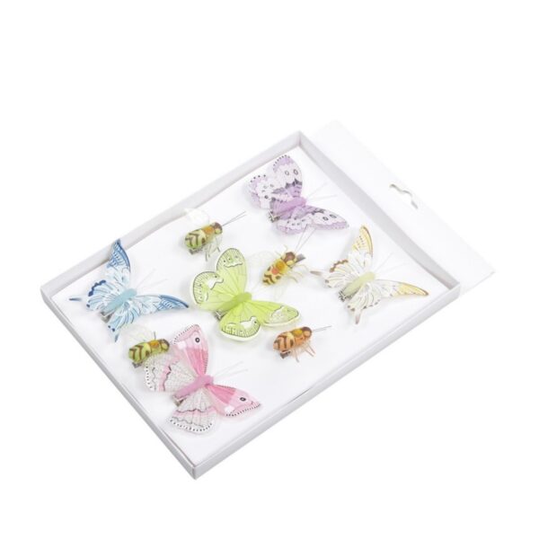 SET 5 FARFALLE CON CLIP+ 4 API  5/8 CM  (Cod. 37015-01)