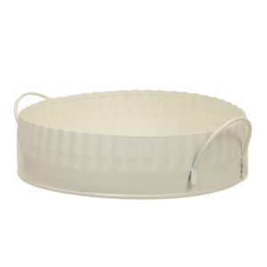 VASSOIO METALLO CON MANICI D18X5 CM crema (Cod. 37390-01)