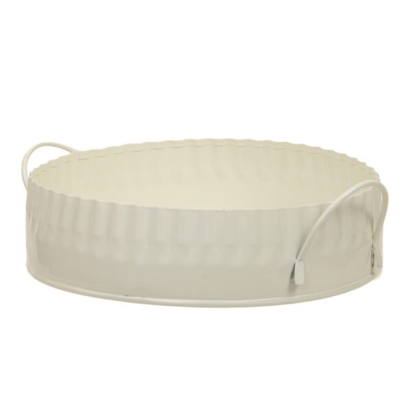 VASSOIO METALLO CON MANICI D18X5 CM crema (Cod. 37390-01)