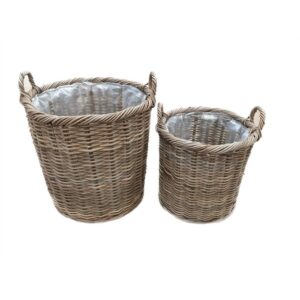 SET 2 CESTI KUBOO BULB D.52 H.52 CM naturale-grigio (Cod. 37106-01)