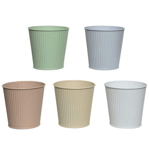 SET 5 VASI IN LATTA CON RIGHE D 11 H 10,6 CM  (Cod. 37134-01)