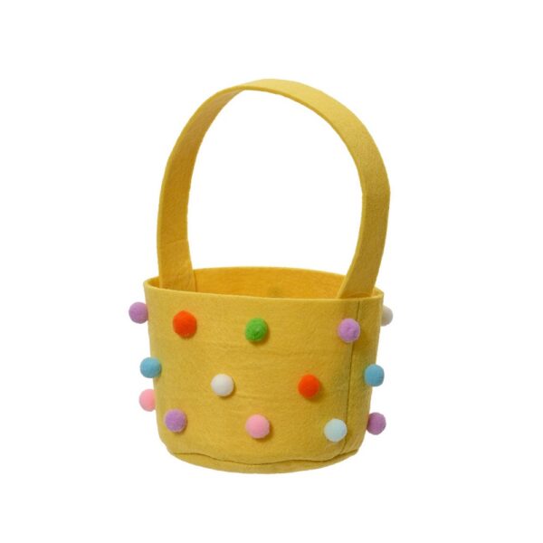 CESTINO IN FELTRO CON POMPOM D 14 H 12 CM giallo-chiaro (Cod. 37137-01)