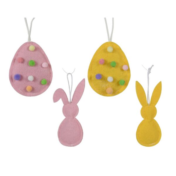 UOVA E CONIGLIO IN FELTRO E POMPOM 4,5X10,5 CM (1pz) colori-assortiti (Cod. 37145-01)