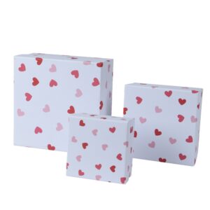 SET 3 PZ SCATOLE CON CUORICINI 17X17 H8 CM  (Cod. 37164-01)