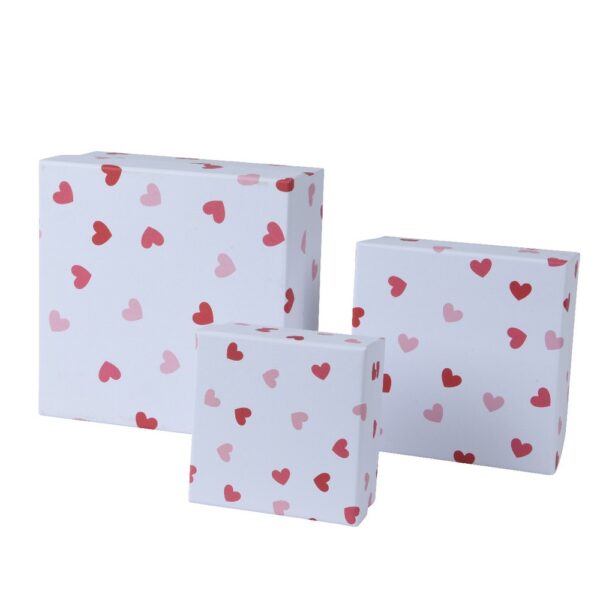 SET 3 PZ SCATOLE CON CUORICINI 17X17 H8 CM  (Cod. 37164-01)
