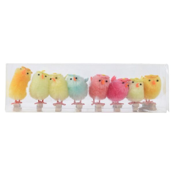 SET 8 MOLLETTE CON PULCINI CON FIORE 3,5X3 H6 CM  (Cod. 37637-01)