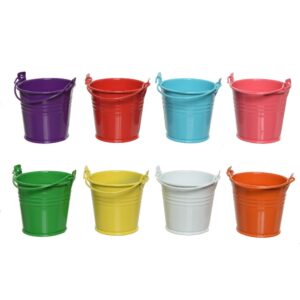 SET 8 PZ SECCHIELLI LATTA ASSORTITI D6 H5,5 CM  (Cod. 26757-01)