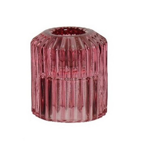 PORTA-TEALIGHT/PORTA-CONICA IN VETRO D5,4 H5,9 CM rosa-scuro (Cod. 37189-03)