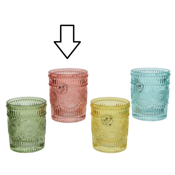 PORTACANDELA VETRO  D7,9 H10 CM  rosa (Cod. 37200-02)