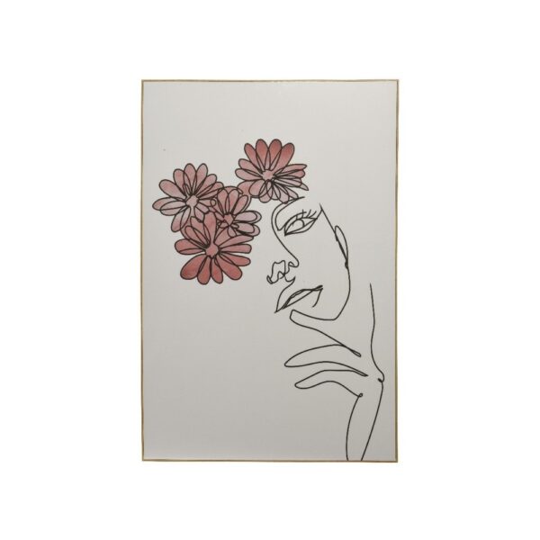 QUADRO ASTRATTO DONNA CON FIORI 90X60 CM tipo-1 (Cod. 37202-01)