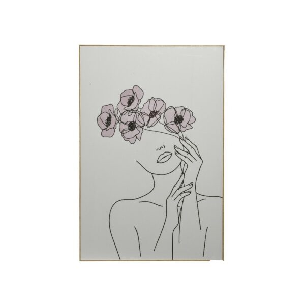 QUADRO ASTRATTO DONNA CON FIORI 90X60 CM tipo-2 (Cod. 37202-02)