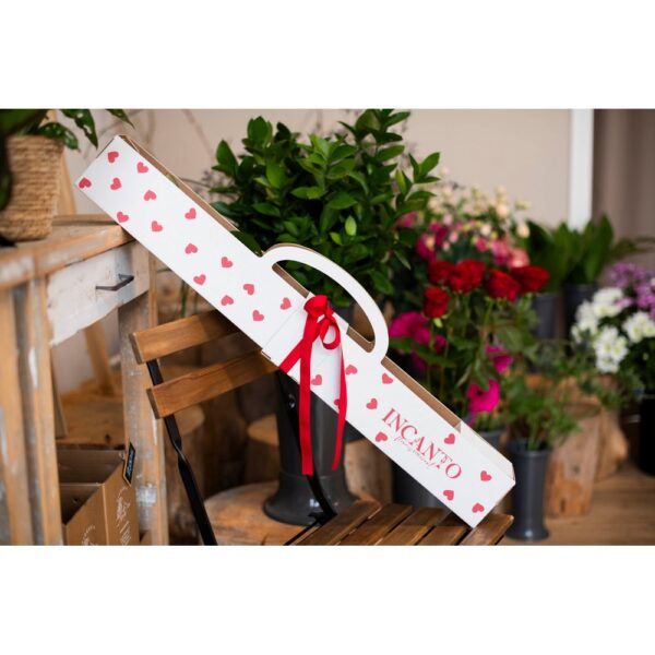 SCATOLA KELLY PER ROSA CUORICINI 10X80 H9,5 cm bianca-rosso (Cod. 37132-01)