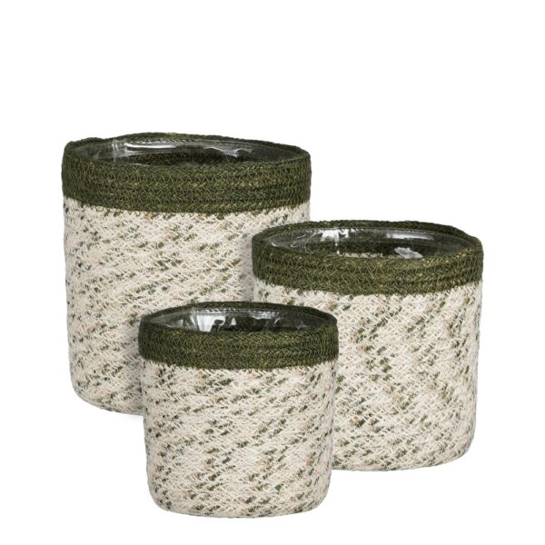 SET 3 CESTE JASPER H12D12- H14D14 - H16D16 CM verde (Cod. 36310-02)