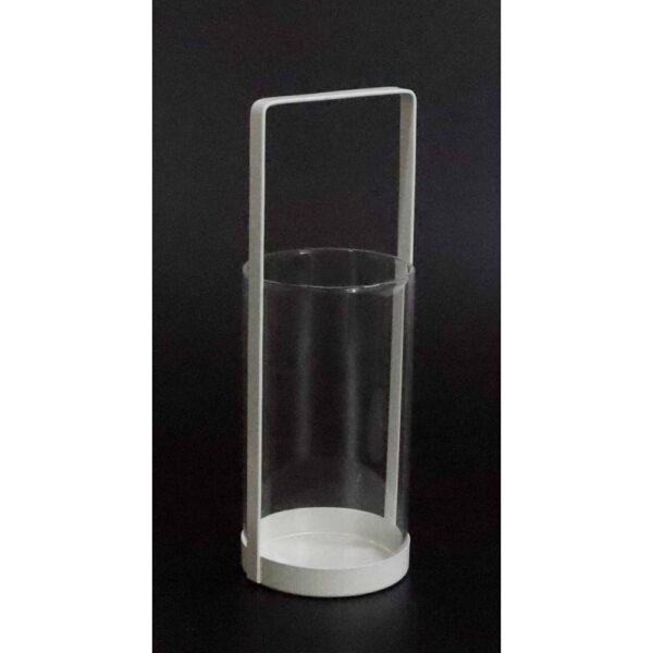 PORTACANDELA METALLO VETRO D8 H23 CM bianco (Cod. 37492-01)