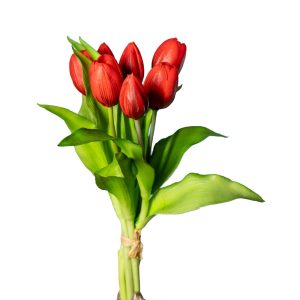 MAZZO TULIPANO REAL TOUCH 4 FIORI E 3 BOCCIOLI 30 CM  rosso (Cod. 37719-01)