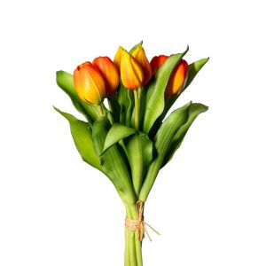 MAZZO TULIPANO REAL TOUCH 4 FIORI E 3 BOCCIOLI 30 CM  arancio (Cod. 37719-04)