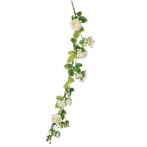 GHIRLANDA DI ROSE SELVATICHE 110 CM CON FIORI E GERMOGLI bianco (Cod. 37717-01)