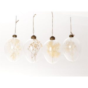 UOVO DA APPENDERE CON FIORI SECCHI 10X8 CM  (Cod. 37504-01)
