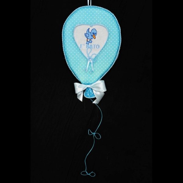 FIOCCO NASCITA ARTIGIANALE PALLONCINO azzurro (Cod. 37656-01)