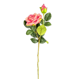 RAMO ROSA REAL TOUCH 1 FIORE 1 BOCCIOLO 48 CM rosa-scuro (Cod. 37721-03)