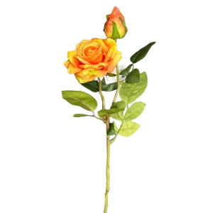 RAMO ROSA REAL TOUCH 1 FIORE 1 BOCCIOLO 48 CM arancio (Cod. 37721-04)