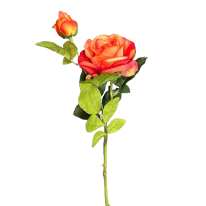 RAMO ROSA REAL TOUCH 1 FIORE 1 BOCCIOLO 65 CM  hot-orange (Cod. 37722-02)
