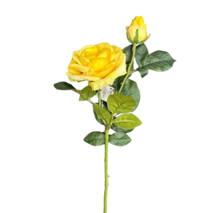 RAMO ROSA REAL TOUCH 1 FIORE 1 BOCCIOLO 65 CM  giallo (Cod. 37722-03)