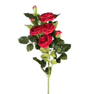 RAMO ROSA CON 4 ROSE E 3 BOCCIOLI 77 CM rosso (Cod. 37723-01)